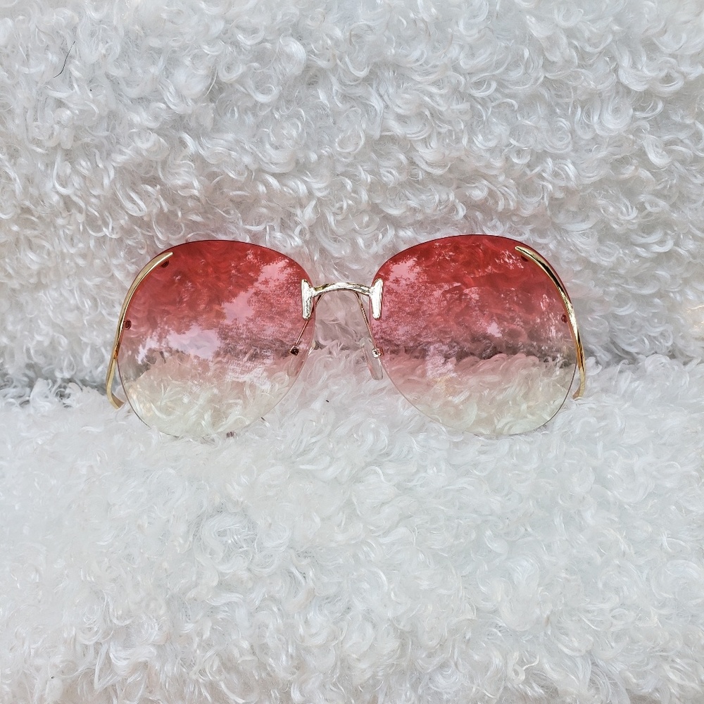 💖👓Pink Vintage Rimless Sunglasses👓💖